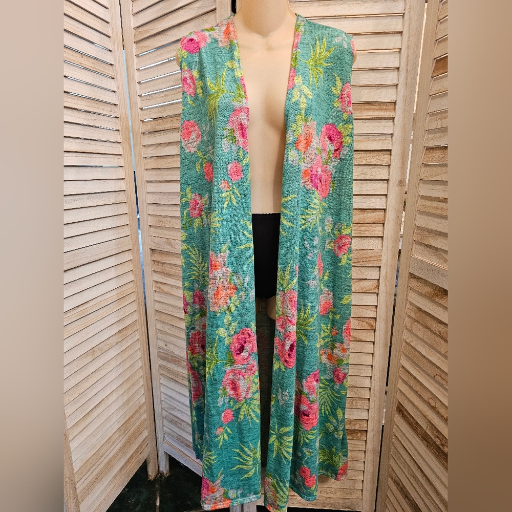 LuLaRoe Women's Long Open Front Vest Slits Sides sz XL NWOT